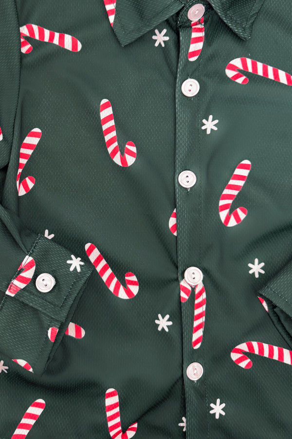 Candy Cane Button Down Top - Sparkle In Pink