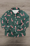 Candy Cane Button Down Top - Sparkle In Pink