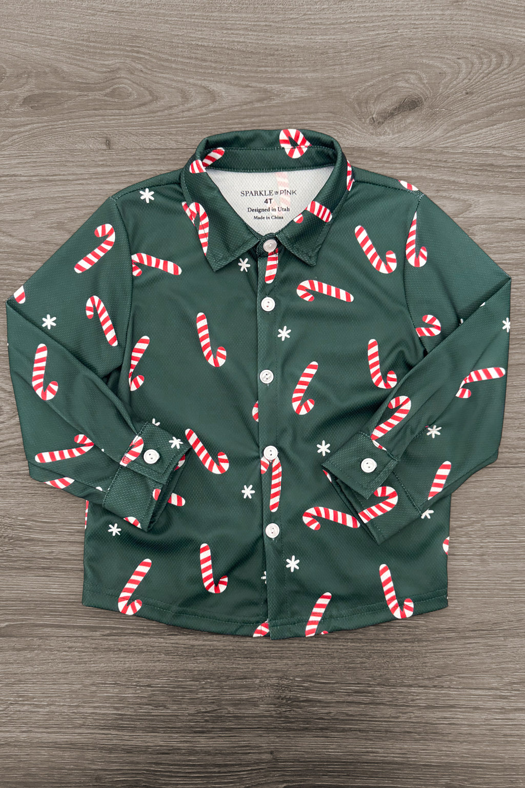 Candy Cane Button Down Top - Sparkle In Pink