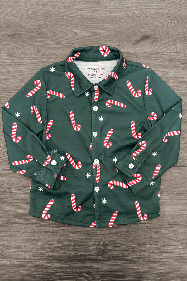 Candy Cane Button Down Top - Sparkle In Pink