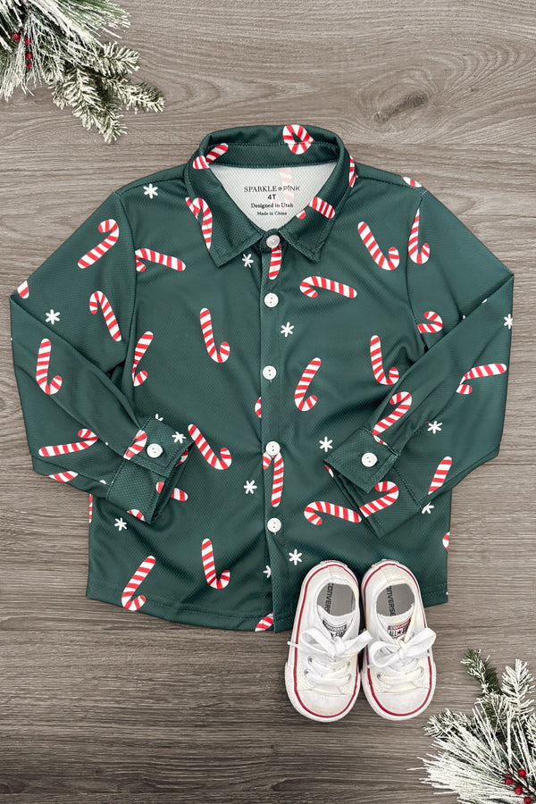 Candy Cane Button Down Top - Sparkle In Pink