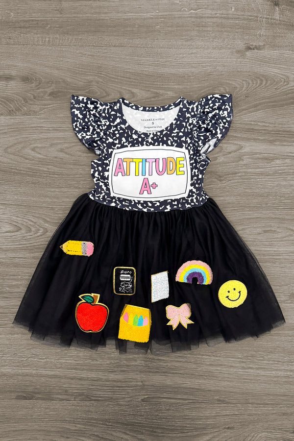 "Attitude A+" Chenille Patch Tutu Dress | Sparkle in Pink