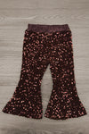 Bow Football Sequin Pant Set - 6-12 Months - Dark brown flared pants covered in multicolored sequins, with a gathered elastic waistband.