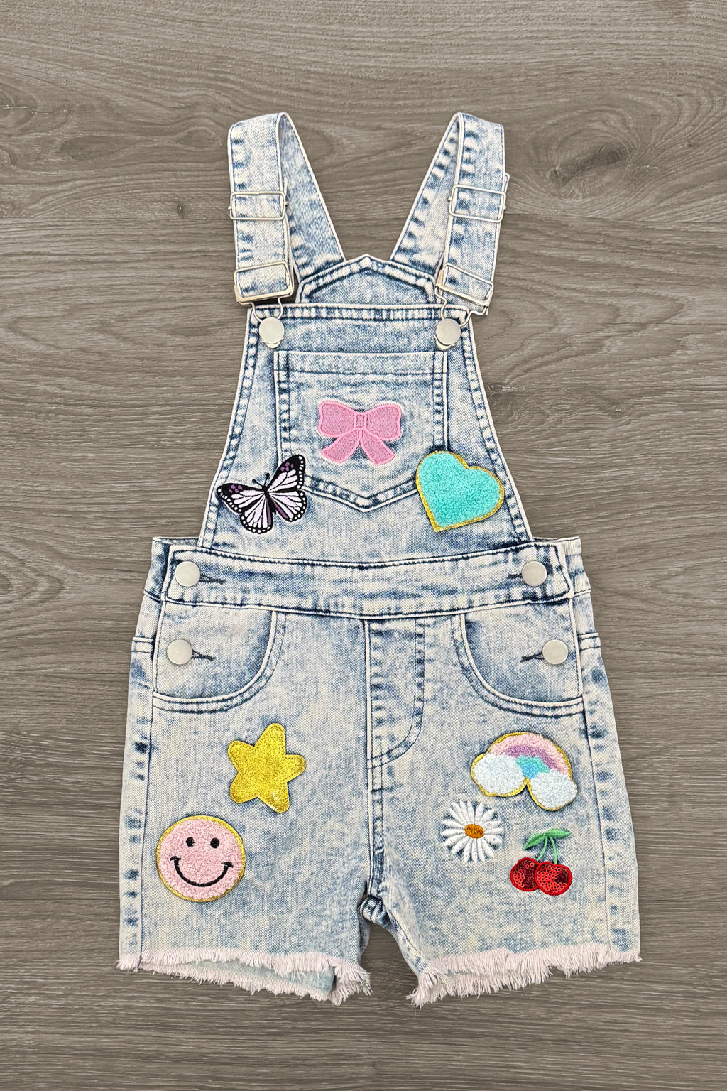 Summer Patches Denim Overalls | Sparkle in Pink