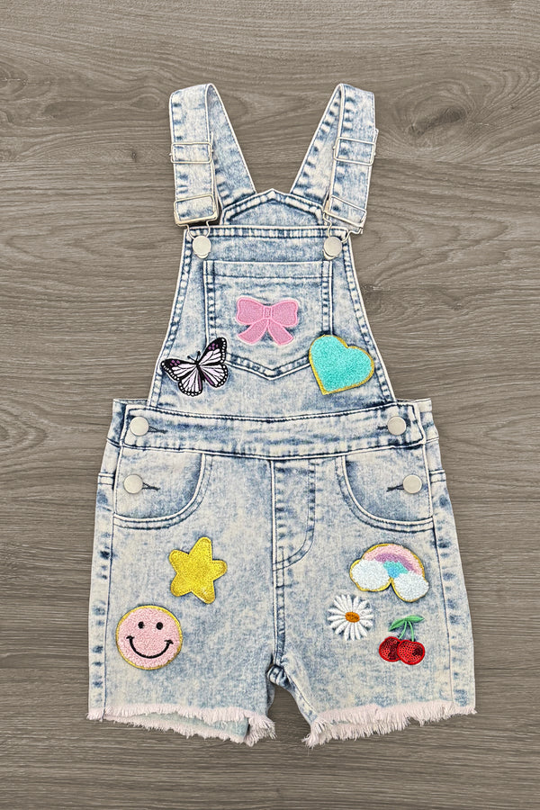 Summer Patches Denim Overalls | Sparkle in Pink