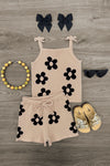 Tan Flower Print Short Set | Sparkle in Pink