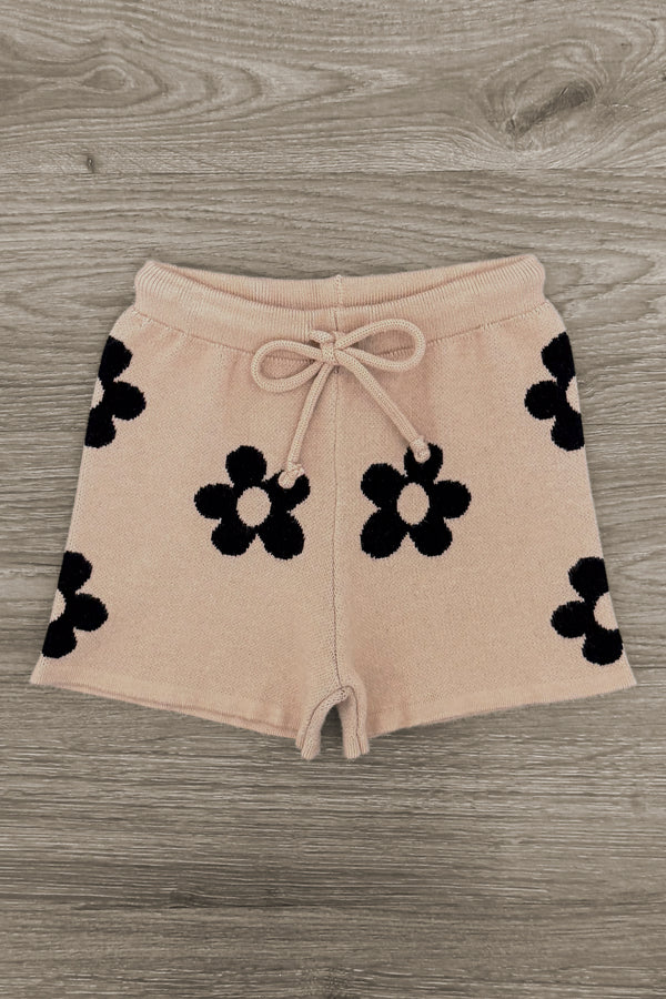 Tan Flower Print Short Set | Sparkle in Pink