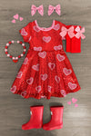 Red Sequin Hearts Dress - Sparkle in Pink