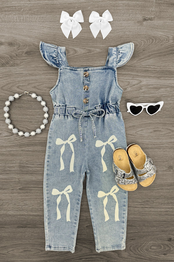 Bow Denim Jumpsuit | Sparkle in Pink
