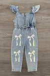 Bow Denim Jumpsuit | Sparkle in Pink