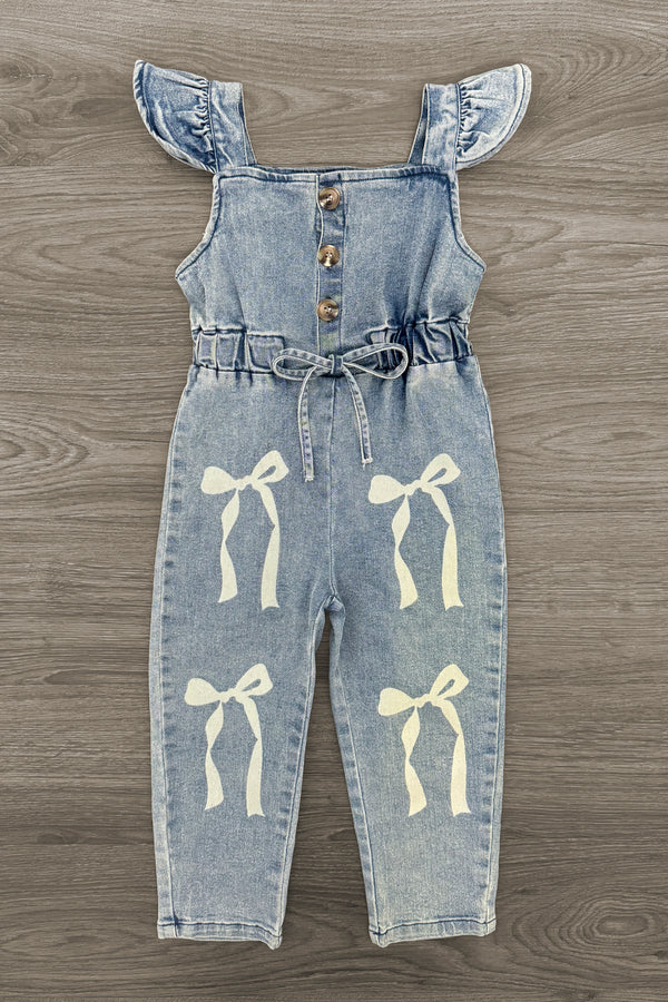 Bow Denim Jumpsuit | Sparkle in Pink