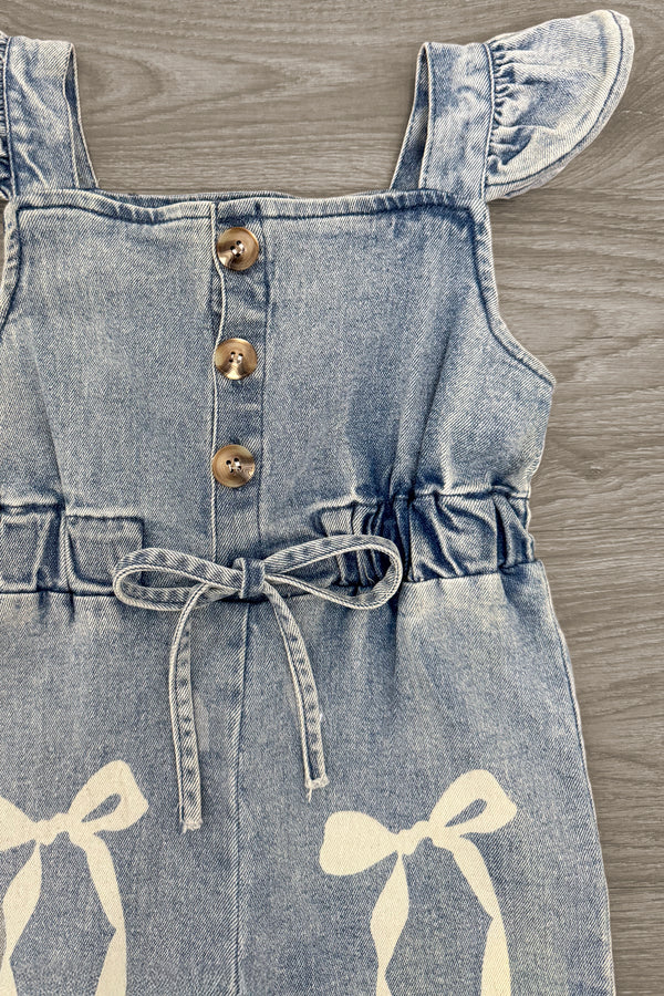 Bow Denim Jumpsuit | Sparkle in Pink