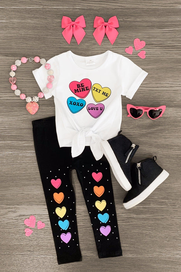 Rainbow Candy Hearts Legging Set - Sparkle in Pink