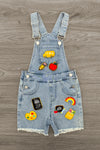 School Patch Denim Overall Set | Sparkle in Pink