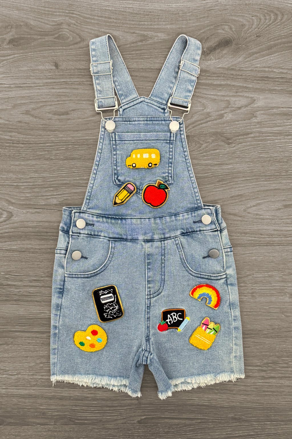School Patch Denim Overall Set | Sparkle in Pink
