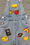 School Patch Denim Overall Set | Sparkle in Pink