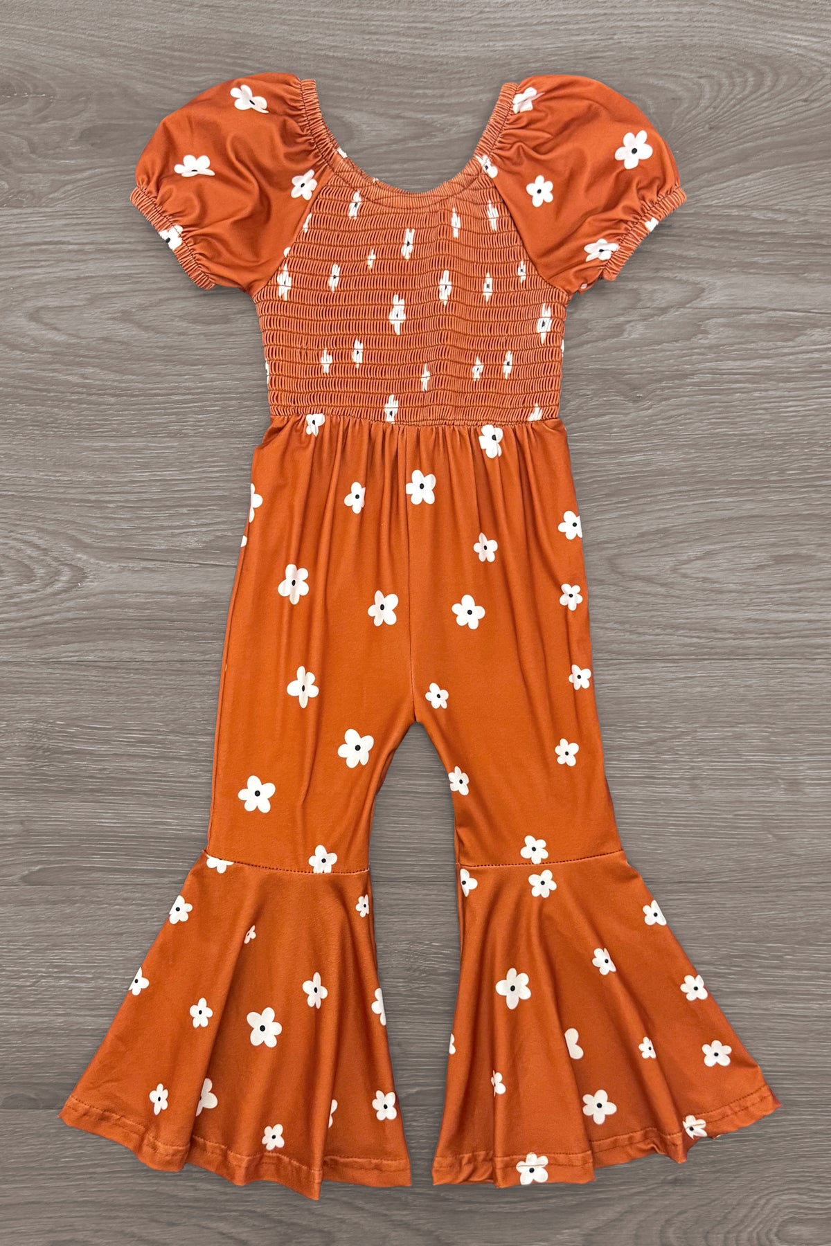 Gray Floral Bell Bottom Jumpsuit