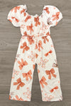 Rust & Cream Bow Jumpsuit | Sparkle in Pink