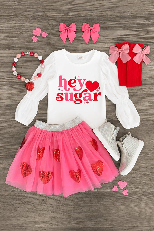"Hey Sugar" Pink Tutu Skirt Set - Sparkle in Pink