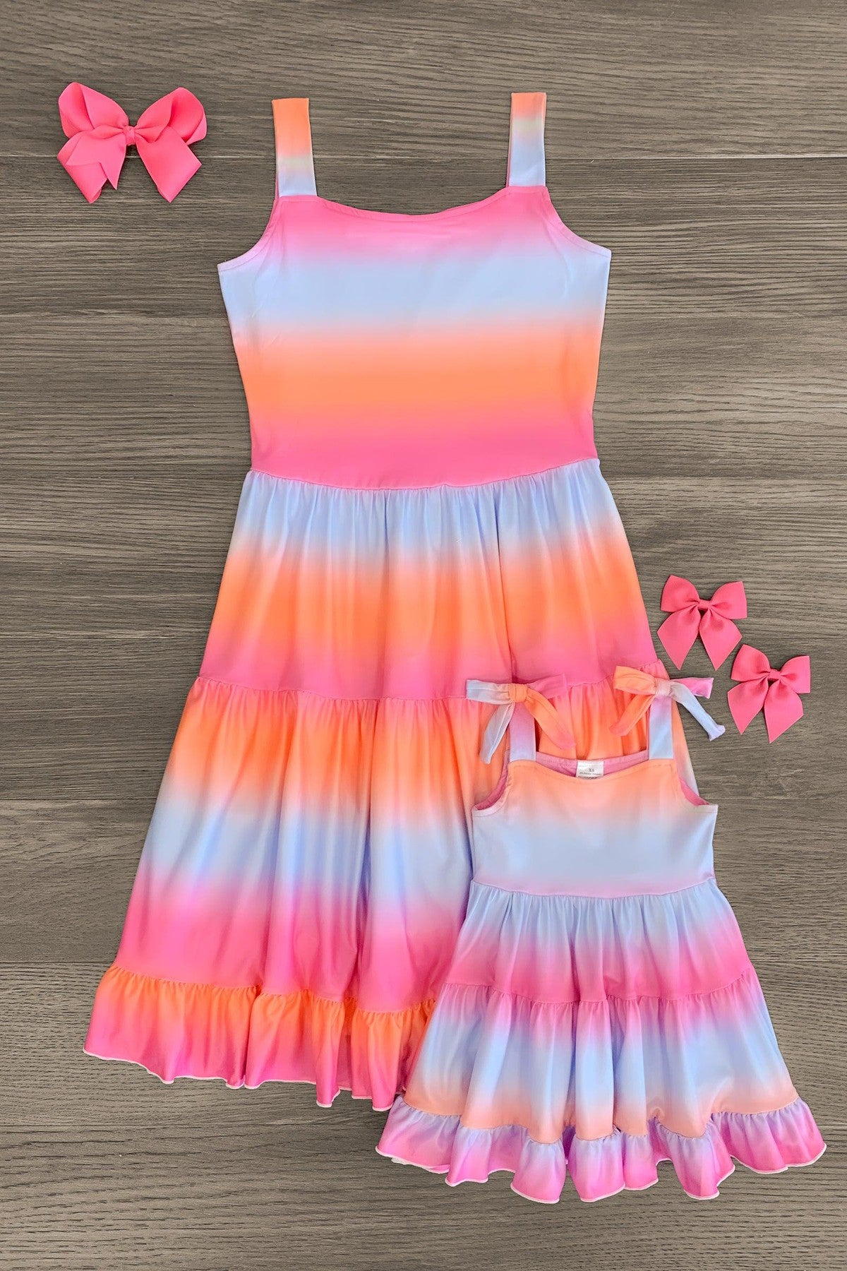 Mom & Me - Sunset Ruffle Tank Dress - Sparkle in Pink