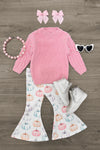 Pink Pearl Sweater Pumpkin Bell Bottom Set | Sparkle in Pink
