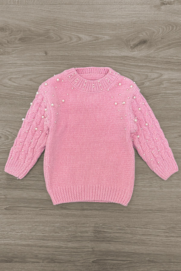Pink Pearl Sweater Pumpkin Bell Bottom Set | Sparkle in Pink