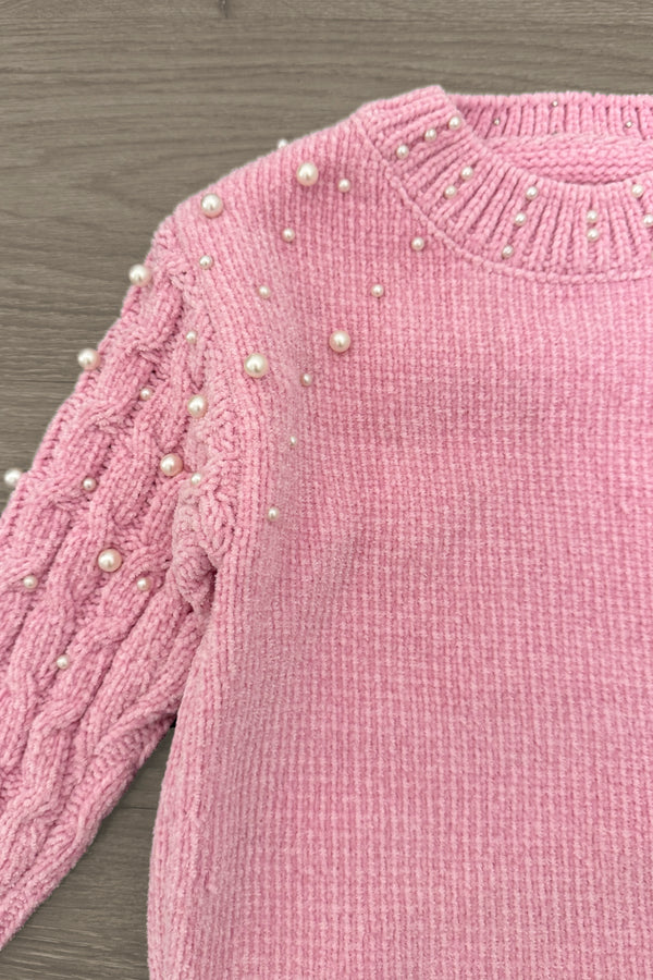 Pink Pearl Sweater Pumpkin Bell Bottom Set | Sparkle in Pink