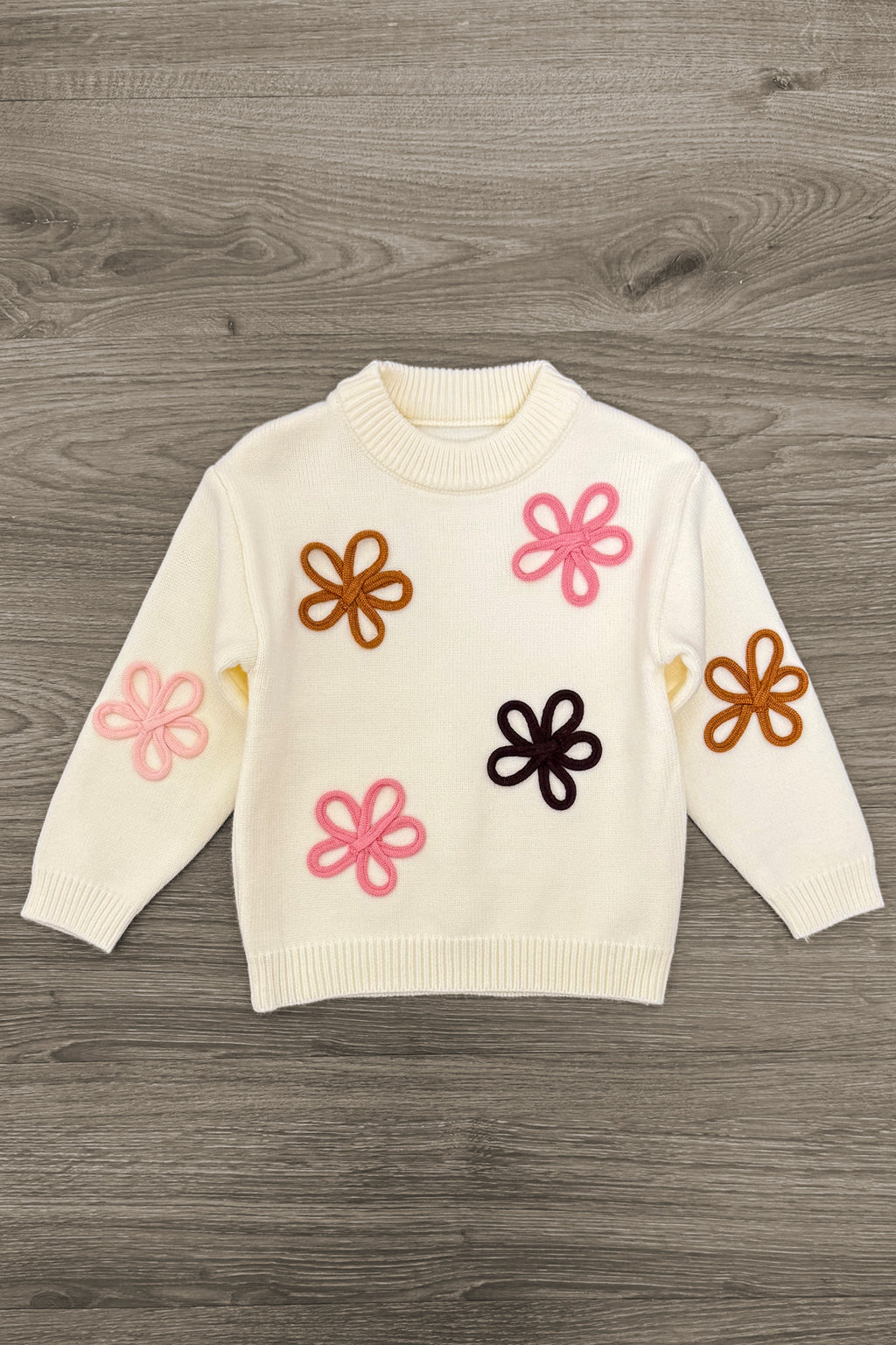 Cream Flower Print Denim Pant Set | Sparkle in Pink