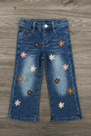 Cream Flower Print Denim Pant Set | Sparkle in Pink