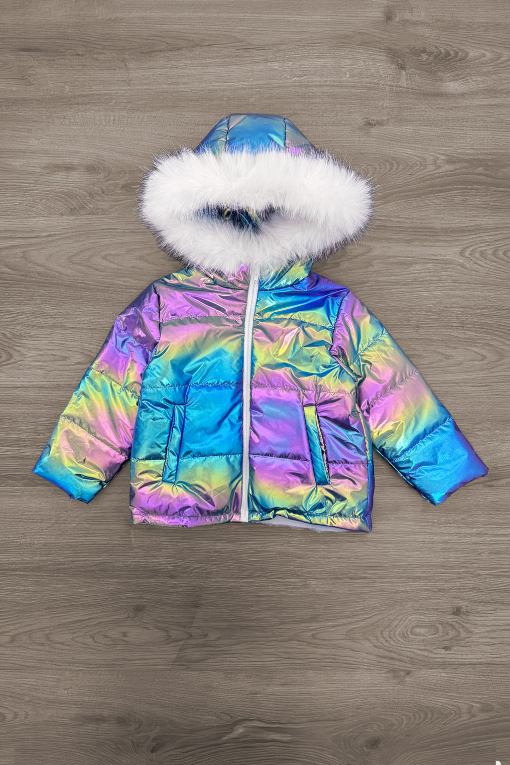 Holographic Puffer Coat - Sparkle In Pink