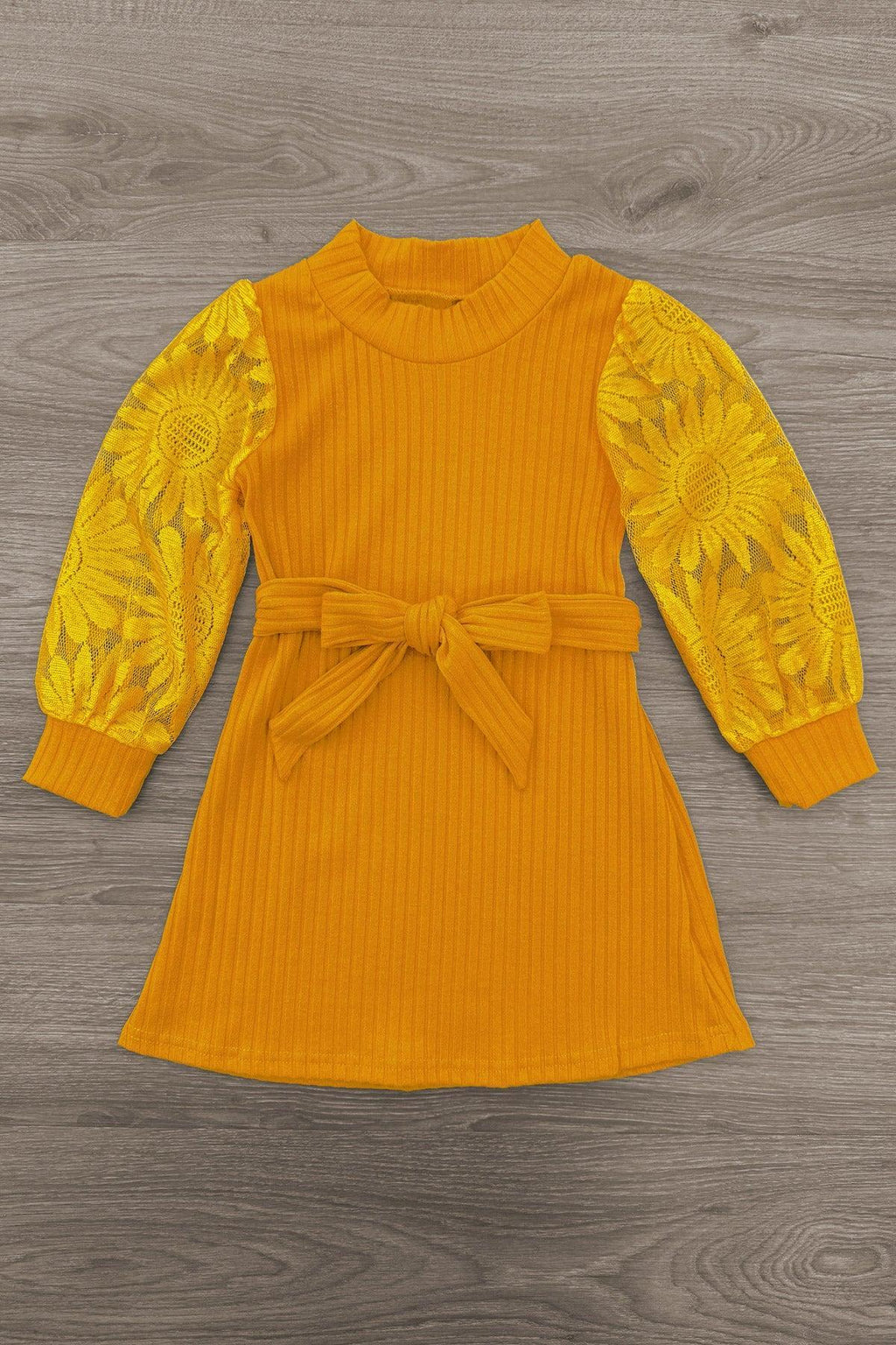 Mustard Lace Sunflower Dress - Sparkle In Pink