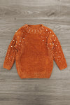 Rust Pearl Sweater Flower Bell Bottom Set | Sparkle in Pink