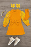 Mustard Lace Sunflower Dress - Sparkle In Pink