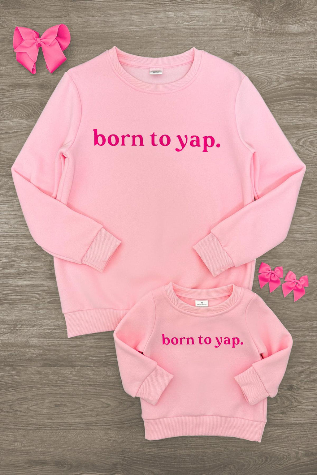 Mom & Me - "Born To Yap" Pink Long Sleeve Top | Sparkle in Pink