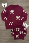 Mom & Me - Burgundy Pearl Bow Sweater | Sparkle in Pink