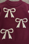 Mom & Me - Burgundy Pearl Bow Sweater | Sparkle in Pink