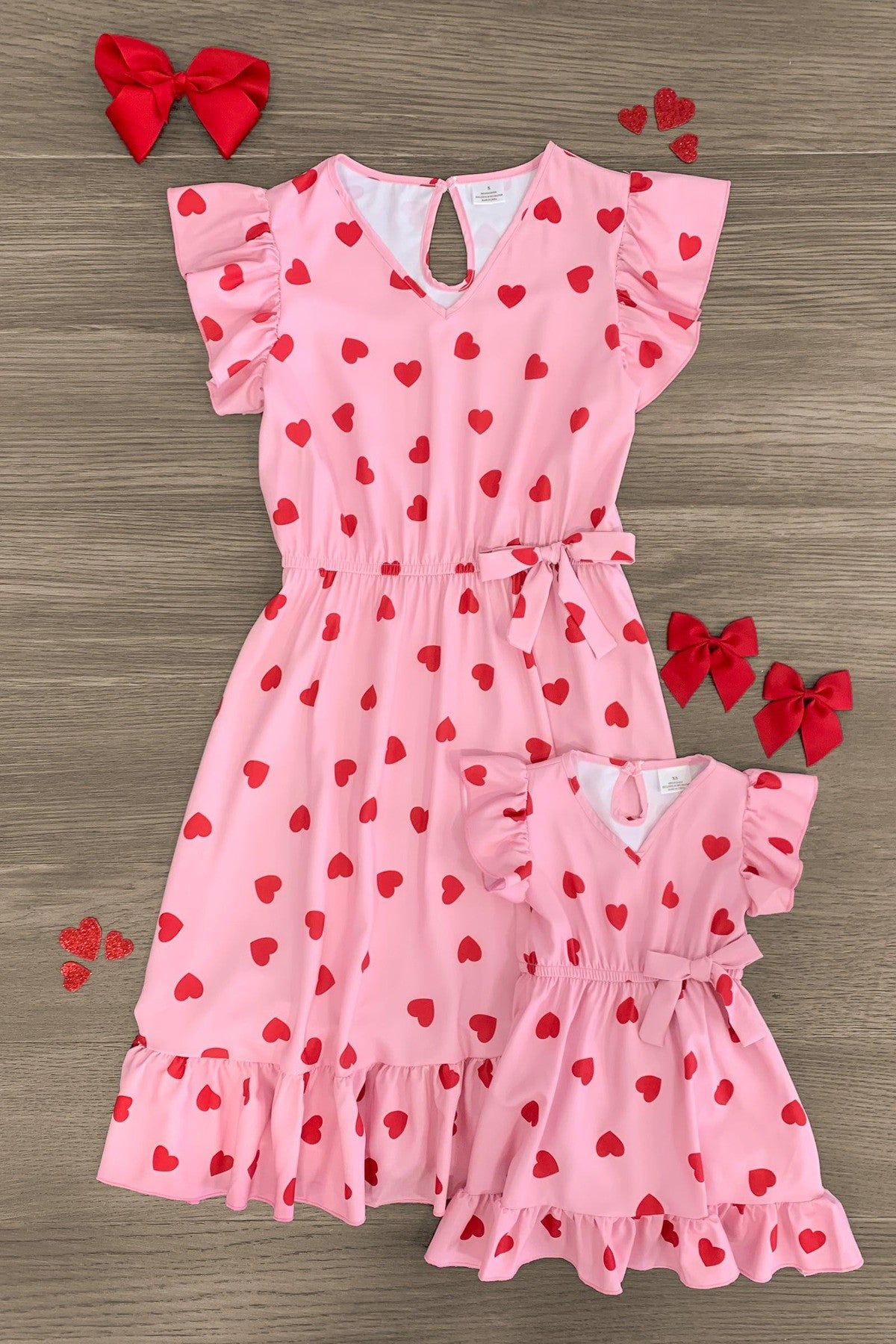 Mom & Me - Pink Heart Ruffle Dress | Sparkle In Pink