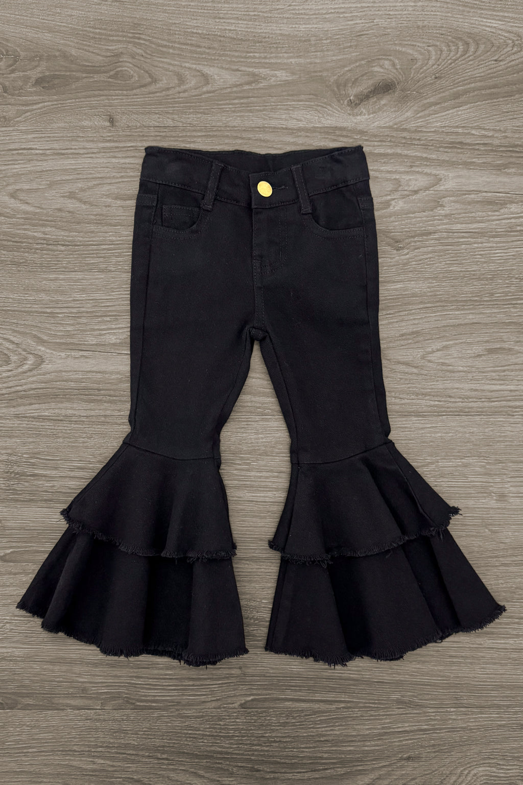 "You Are..." Black Denim Bell Bottom Set | Sparkle in Pink