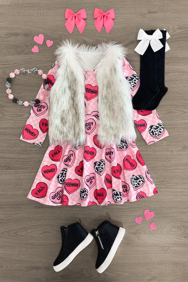 Pink Cowgirl Candy Hearts Dress - Sparkle in Pink