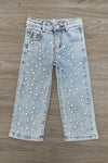 "Be Kind" Pearl Denim Pant Set | Sparkle in Pink
