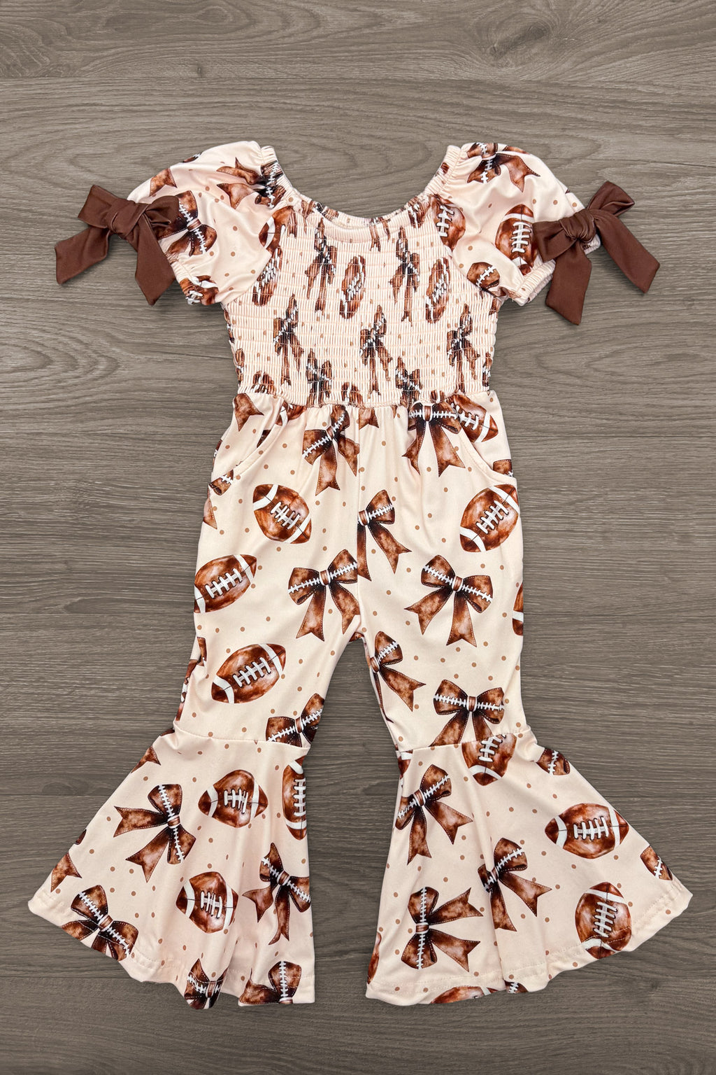 Football Bow Bell Bottom Jumpsuit - Sparkle In Pink