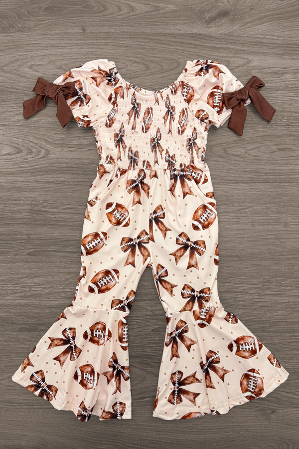 Football Bow Bell Bottom Jumpsuit - Sparkle In Pink