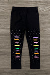 "Sassy" Rainbow Chenille Patch Legging Set | Sparkle in Pink