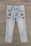 Embroidered Flower Denim Pant Set | Sparkle in Pink