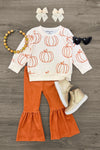 Cream Pumpkin Suede Bell Bottom Set | Sparkle in Pink