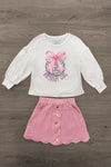 "Birthday Girl" Pink Suede Skirt Set - Sparkle In Pink