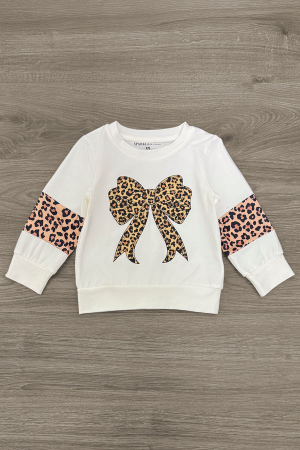 Cheetah Print Bow Distressed Legging Set | Sparkle in Pink
