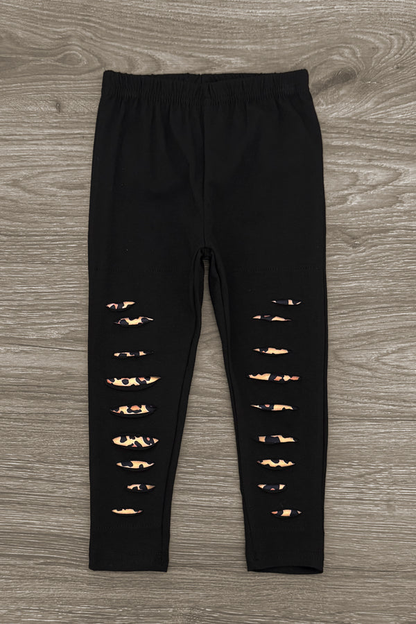 Cheetah Print Bow Distressed Legging Set | Sparkle in Pink