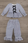 Black & White Plaid Ruffle Pant Set - Sparkle In Pink