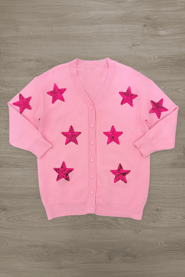 Mom & Me - Pink Sequin Star Cardigan | Sparkle in Pink